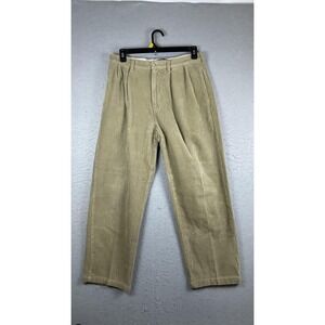 Polo Ralph Lauren Pants Mens 35x28 Beige Corduroy Andrew Classic Fit Pleated